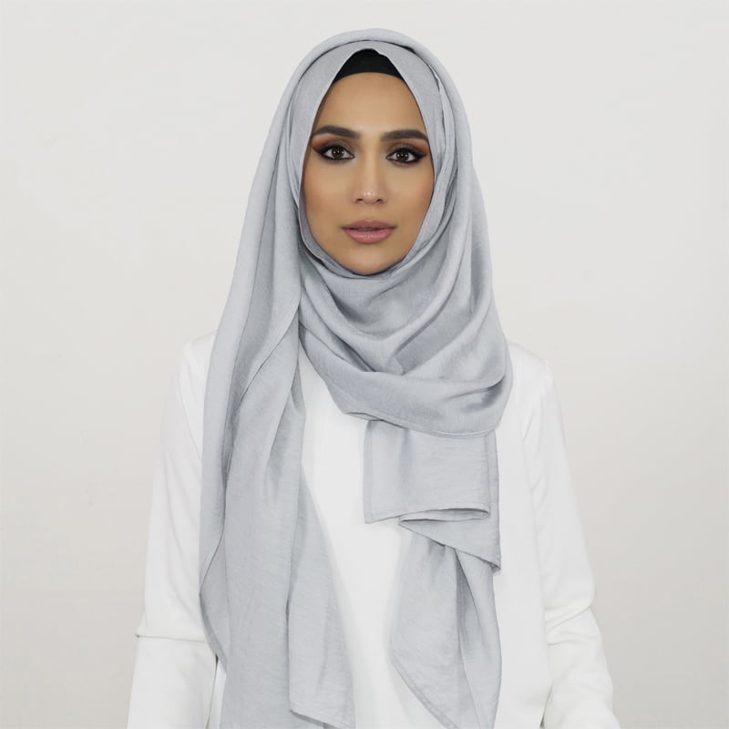 Shimmer Silver Crushed Hijab Halal Street UK