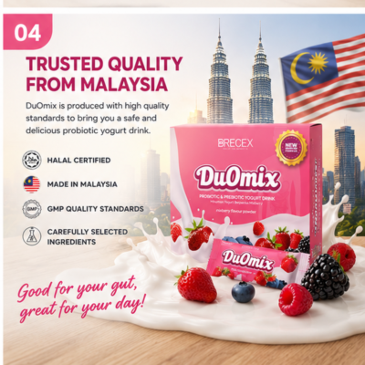 Duomix halal probiotic and prebiotic yoghurt drink from Malaysia available in the UK