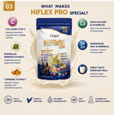 HiFlex Pro calcium and collagen milk drink highlighting everyday joint and bone nutritional support